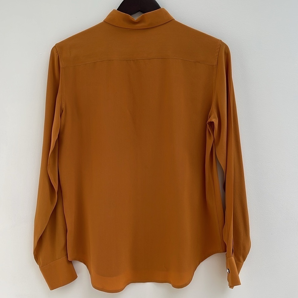 ETRO Dijon Orange 100% Silk button down blouse size 44 S-M - Picture 3 of 5